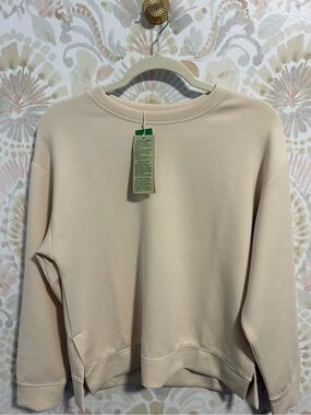 NWT United Colors of Benetton Beige Crewneck Sweatshirt Embossed Logo | Small